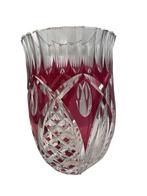Vase en cristal rouge – Val Saint Lambert – Signé, Antiquités & Art, Antiquités | Verre & Cristal, Enlèvement ou Envoi