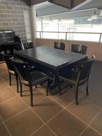 Zwarte tafel met 6 stoelen, Ophalen, Gebruikt, 4 tot 6 stoelen