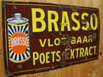 Antiek emaille Brasso Reclamebord Vloeibaar Poets Extract 19, Ophalen, Gebruikt, Reclamebord