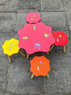 Kinder peuter tafel bloem design met 4 stoelen hout, Kinderen en Baby's, Kinderkamer | Tafels en Stoelen, Ophalen of Verzenden