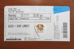 Concertticket + gitaar plectrum Queen + Adam Lambert, Verzamelen, Muziek, Artiesten en Beroemdheden, Ophalen of Verzenden