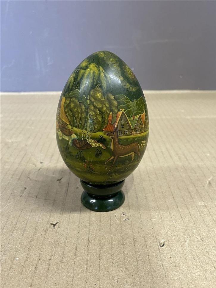 Rusland Ei handgeschilderd Russian Lacquer Egg ‘Man & Woman, Antiek en Kunst, Curiosa en Brocante, Ophalen of Verzenden