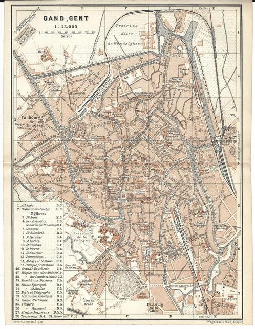 1891 - Gent stadsplan, Livres, Atlas & Cartes géographiques, Belgique, Envoi