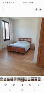 Massief houten tweepersoonsbed 1m50 x 2 m met 2 nachtkastjes, Huis en Inrichting, Slaapkamer | Complete slaapkamers, Ophalen of Verzenden