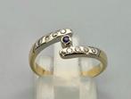 Vintage gouden bi-color ring Saffier en Diamant. 2025/595., Handtassen en Accessoires, Ringen, Met edelsteen, Dame, Goud, Verzenden