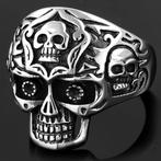 Bague tête de mort mexicaine en acier inoxydable, Bijoux, Sacs & Beauté, Enlèvement ou Envoi, Neuf, Fer ou Acier, Femme ou Homme
