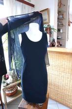 2-set: zwarte top jurk met transparant blouse sjaal, Neuf, Taille 38/40 (M), Longueur genou, Noir