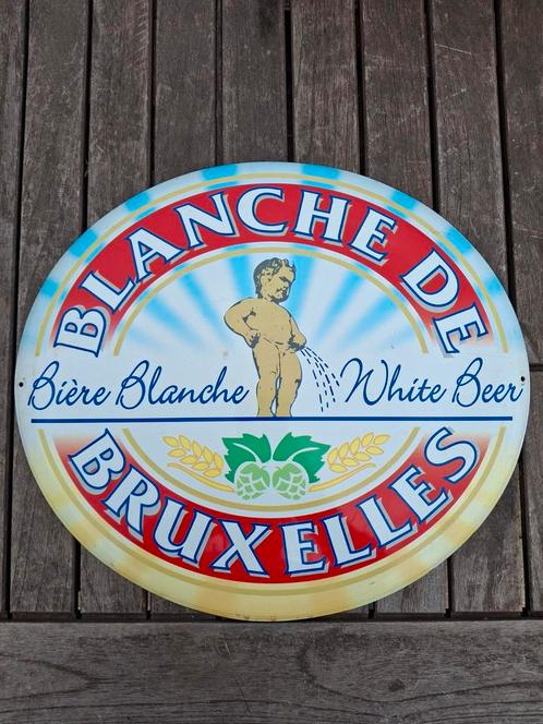 Reclamebord Blanche de Bruxelles, zeer zeldzaam, Verzamelen, Biermerken, Zo goed als nieuw, Reclamebord, Plaat of Schild, Overige merken