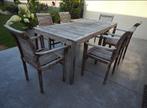 Tuintafel met 6 stoelen teak, Tuin en Terras, Tuintafels, Ophalen, Gebruikt, Rechthoekig, Hout
