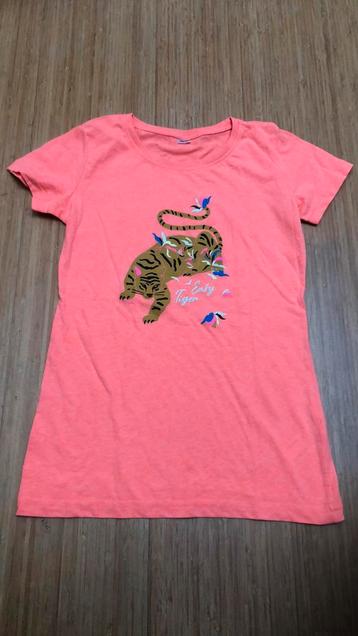 Felgekleurde t-shirt met tijger maat 164