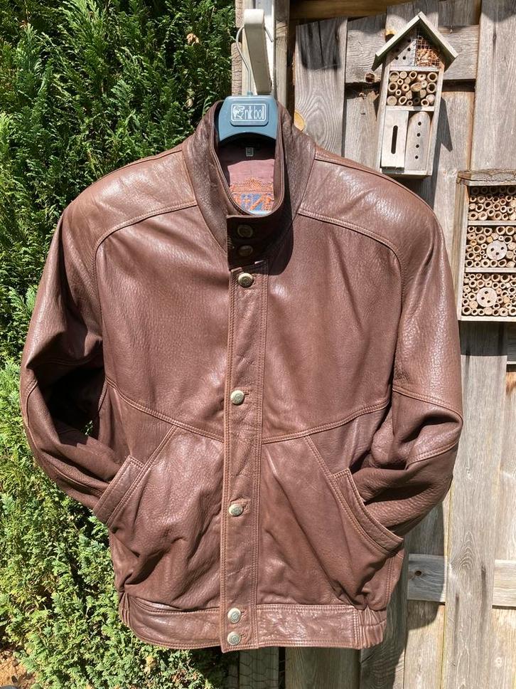 Lederen jas, Kleding | Heren, Jassen | Winter, Gedragen, Overige maten, Bruin, Ophalen of Verzenden