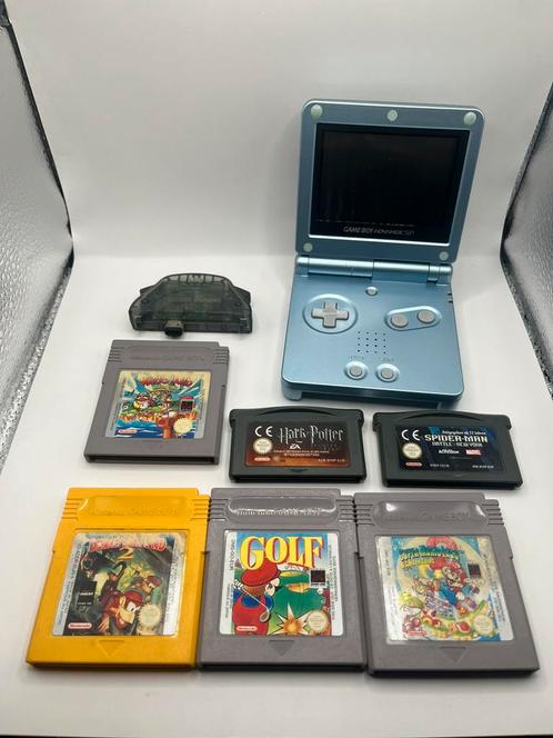 Gameboy Advance Sp Arctic Blue Ags-001 Pal + 6 Games + Bag, Consoles de jeu & Jeux vidéo, Consoles de jeu | Nintendo Game Boy