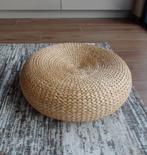 Pouf repose-pied en rotin tressé naturel, Riet of Rotan, Rond, Boho, 50 tot 75 cm