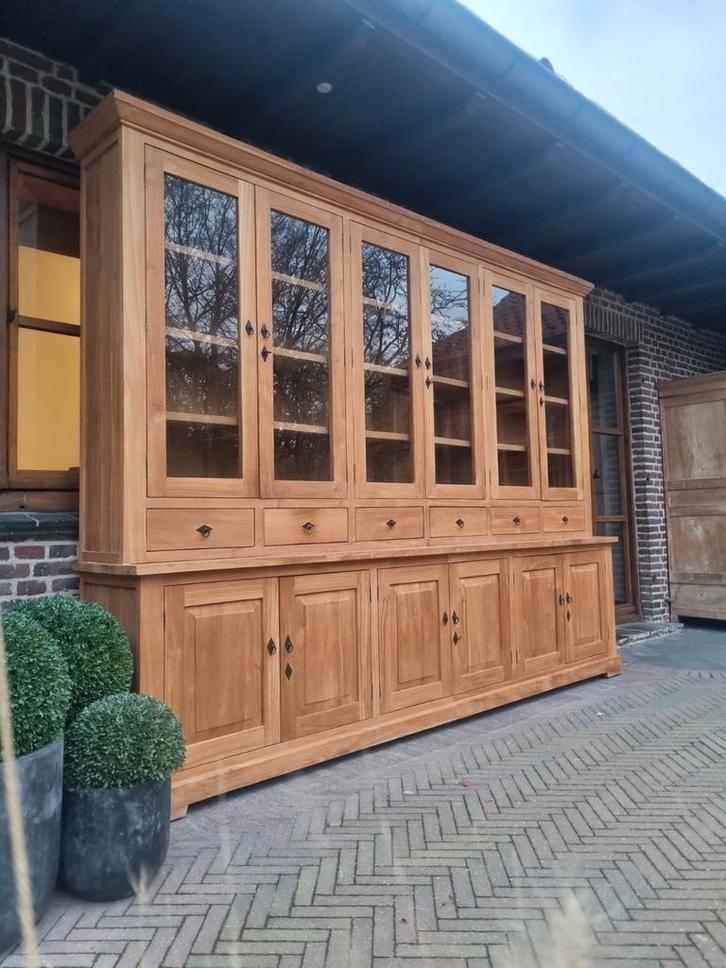 Teak xxl 300cm buffetkast/vitrinekast GRATIS LEVERING, Huis en Inrichting, Kasten | Buffetkasten, Zo goed als nieuw, Ophalen of Verzenden