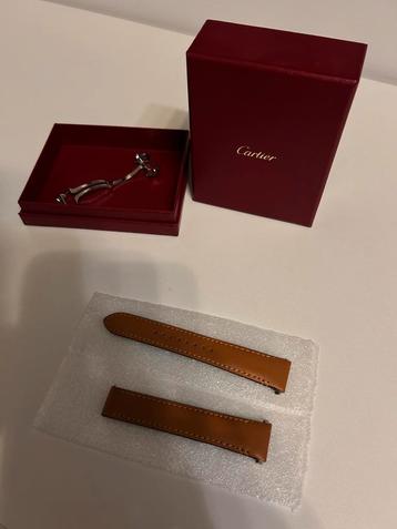 Cartier santos medium originele bruine leren band/strap beschikbaar voor biedingen