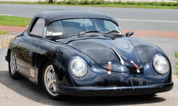Porsche 356 Replica - te koop - te koop, Auto's, Porsche, Particulier, Benzine, Cabriolet, 2 deurs, Handgeschakeld, Zwart, Bruin