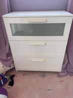 BRIMNES Ladekast 3 lades, wit/frosted glas, Huis en Inrichting, Kasten | Ladekasten, 3 of 4 laden, Ophalen, Gebruikt, Glas