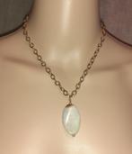 Ketting edelsteen hanger vintage witte agaat, Handtassen en Accessoires, Kettingen, Met edelsteen, Verzenden, Wit, Nieuw