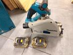 Makita DSP600ZJ Invalzaag met accu's en 2 geleiderails, Doe-het-zelf en Bouw, Gereedschap | Zaagmachines, Ophalen, Zo goed als nieuw