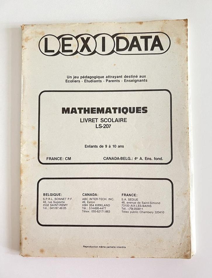 Livret Lexidata Mathématiques pour enfants de 9 à 10 ans, Kinderen en Baby's, Speelgoed | Educatief en Creatief, Gebruikt, Rekenen