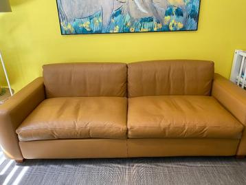 2,5 zits zetel cognac kleur, 200 à 250 cm, Banc droit, Enlèvement, Utilisé
