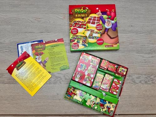 Plop 4 in 1 speldoos, Hobby en Vrije tijd, Gezelschapsspellen | Bordspellen, Gebruikt, Drie of vier spelers, Ophalen of Verzenden