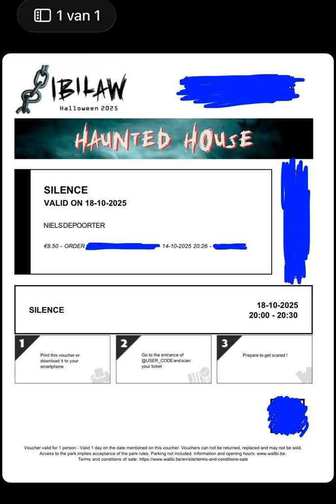 Walibi Halloween Silence Ibilaw, Tickets en Kaartjes, Evenementen en Festivals, Eén persoon