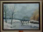 Paul Boonaert, doek, winterrivier, 30 x 40 cm, Antiek en Kunst, Kunst | Schilderijen | Klassiek, Ophalen of Verzenden