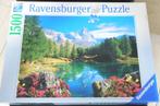 ravensburger puzzel 1500 stukjes bergsee met matterhorn, Comme neuf, Enlèvement ou Envoi