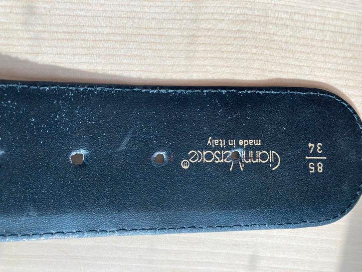 Blauw lederen ceintuur Gianni Versace Maat 85, Handtassen en Accessoires, Overige Accessoires, Zo goed als nieuw, Ophalen