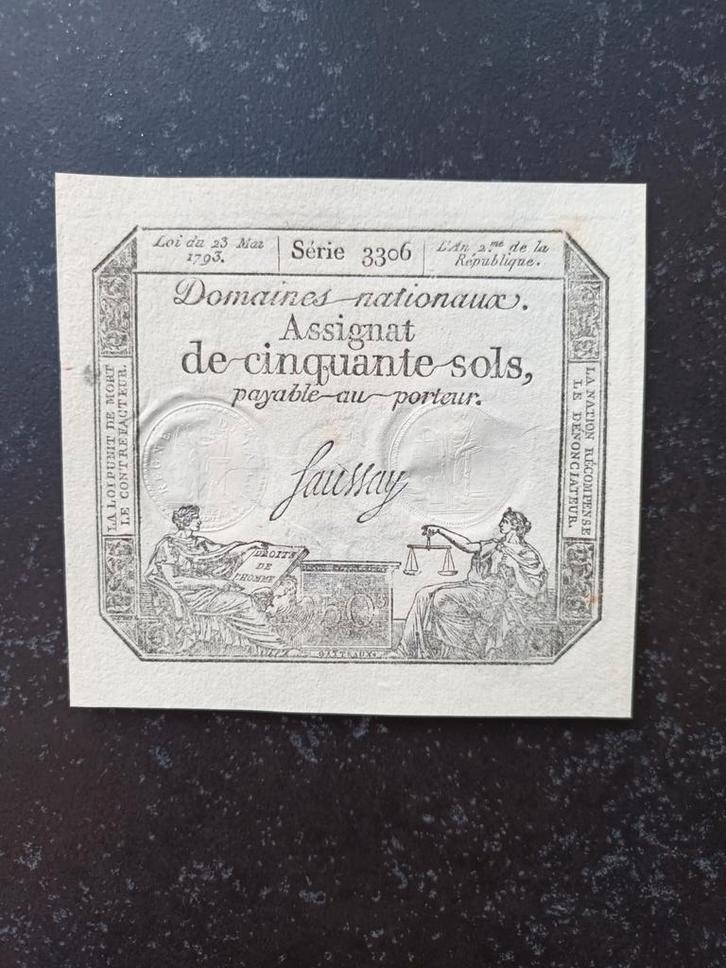 50 sols non circulés 1793 plus rares !, Timbres & Monnaies, Actions & Titres, Autres types, Avant 1920, Enlèvement ou Envoi