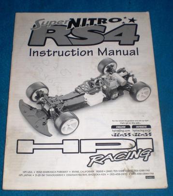 Vintage HPI Super Nitro RS4 INSTRUCTIONS MANUAL   beschikbaar voor biedingen