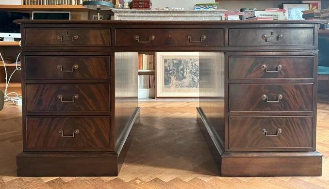 Engelse mahoniehouten tafel - dubbelzijdig, Antiek en Kunst, Antiek | Kantoor en Zakelijk, Ophalen