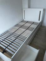 Ikea Bedframe met 2 bedlades, wit/Leirsund, 90x200 cm, Huis en Inrichting, Ophalen, 90 cm, Wit, 200 cm