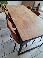 Volle Eiken tafel met smeetijzeren poten, Ophalen, Zo goed als nieuw