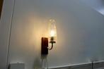 Vintage wandlamp - Hout, glas jaren '60, Maison & Meubles, Lampes | Appliques, Comme neuf, Verre, Vintage, Enlèvement ou Envoi