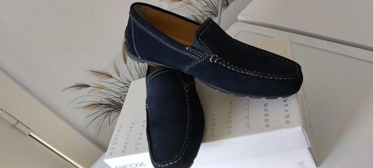 mocassins Geox Respira mt 41, Kleding | Heren, Schoenen, Zo goed als nieuw, Espadrilles of Moccasins, Blauw, Verzenden