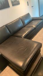 Zwarte lederen zetel Kivik, Huis en Inrichting, Ophalen, Gebruikt, 300 cm of meer, Vierpersoons of meer