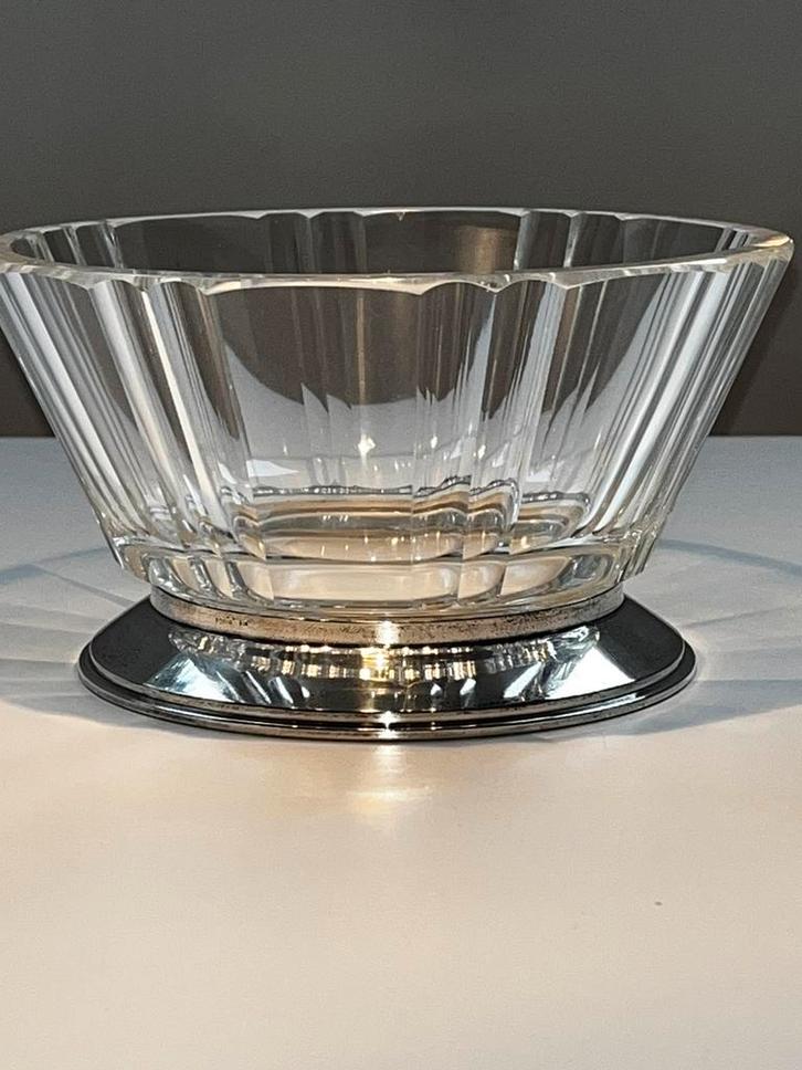 Art Deco kristal Val Saint Lambert kom FORIR 900 zilver voet, Antiek en Kunst, Antiek | Glaswerk en Kristal, Ophalen of Verzenden