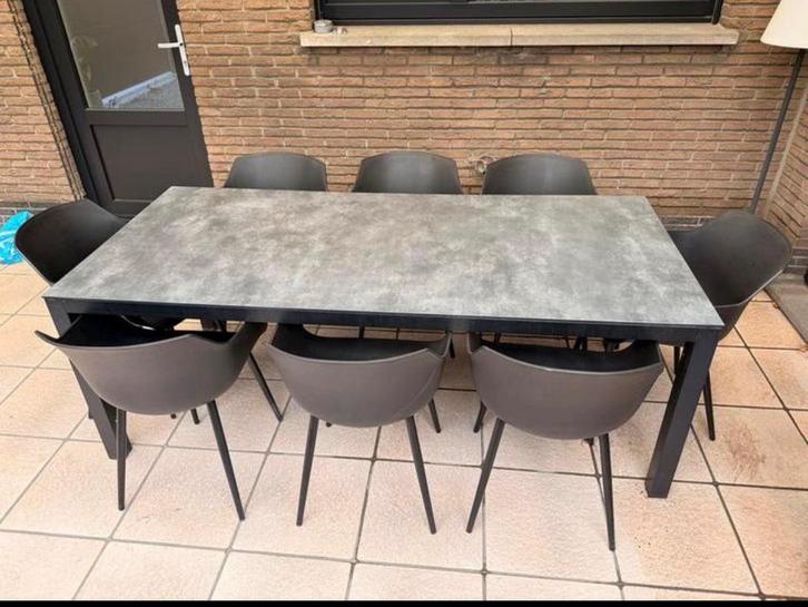 Tuintafel + 8 stoelen, Tuin en Terras, Tuinsets en Loungesets, Zo goed als nieuw, Ophalen