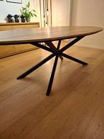 Eettafel met zwarte metalen spinpoot, Comme neuf, 100 à 150 cm, Enlèvement, Ovale