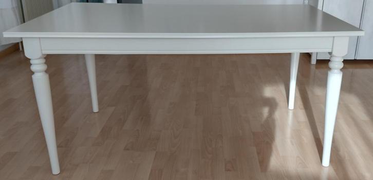 Uitschuifbare tafel, wit, Huis en Inrichting, Tafels | Eettafels, Zo goed als nieuw, 50 tot 100 cm, 200 cm of meer, Vijf personen of meer