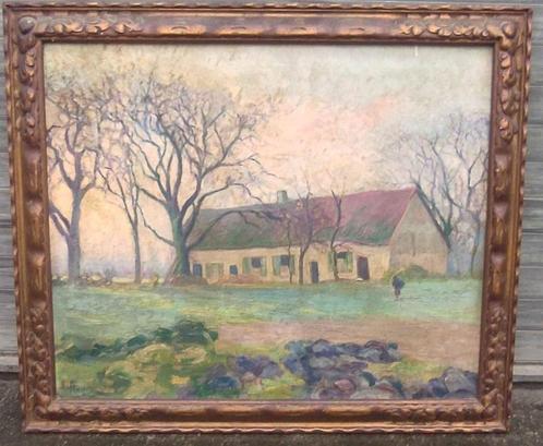 Huile sur toile signe l masium, Antiek en Kunst, Kunst | Schilderijen | Klassiek, Ophalen of Verzenden
