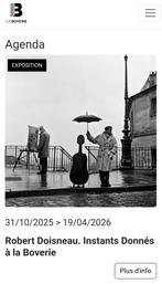 2 places pour l'exposition Robert Doisneau à Liège, Tickets en Kaartjes, Musea, Twee personen, Ticket of Toegangskaart