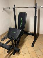 Fitnessapparatuur (halterstang, schijven, bank, rack), Sport en Fitness, Fitnessmaterialen, Ophalen of Verzenden, Zo goed als nieuw