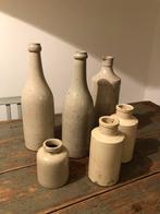 ANTIEK AARDEWERK KERAMIEK FLES POT FRANS  BEIGE ORIGINEEL, Antiek en Kunst, Ophalen of Verzenden