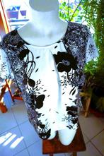 origineel natuurlijk wit zwart T-shirt blouse, Maat 38/40 (M), Wit, Un Jour Ailleurs, Ophalen of Verzenden