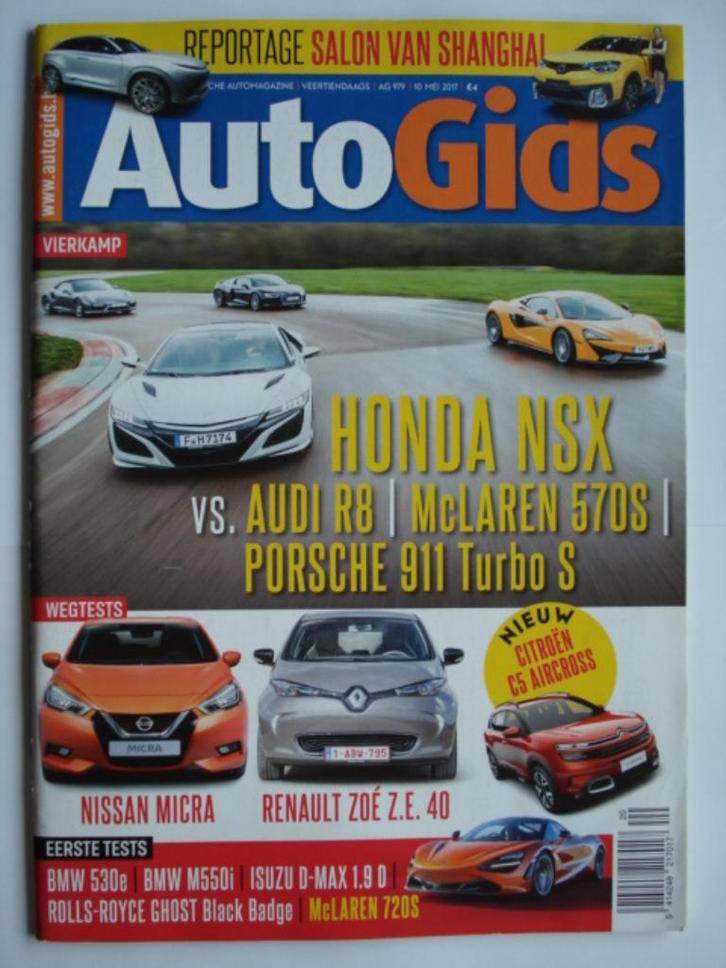 AutoGids 979 Honda NSX Audi R8 Porsche 911 Turbo Renault Zoe, Boeken, Auto's | Folders en Tijdschriften, Gelezen, Algemeen, Verzenden