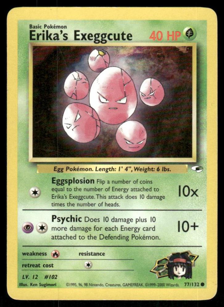 Erika's Exeggcute 77/132 - Gym Heroes, Hobby en Vrije tijd, Verzamelkaartspellen | Pokémon, Gebruikt, Verzenden