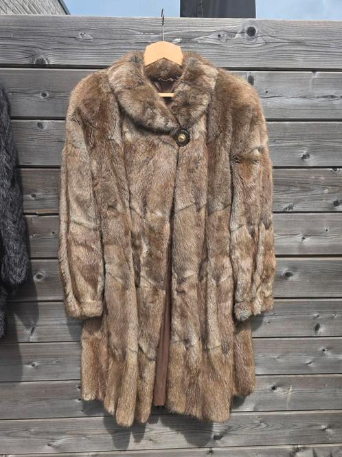 Vintage bontjas van muskusrat – Pelsland, Kleding | Dames, Jassen | Winter, Zo goed als nieuw, Beige, Ophalen